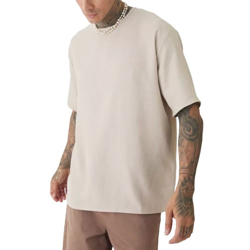 Boohoo Man Oversized Linen T-Shirt in Taupe, Size 4XL